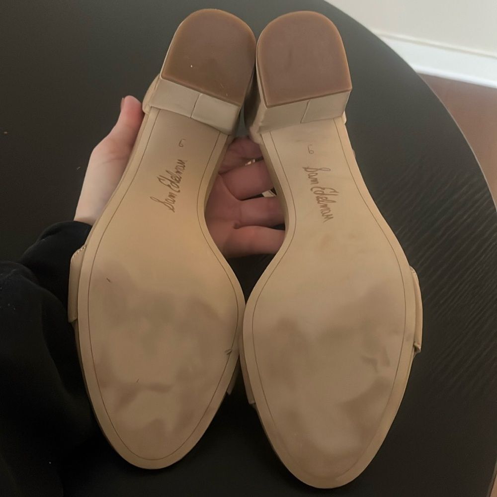 Sam Edleman Odilia Nude Tan Leather Scalloped Heels Size 9 - Picture 10 of 13